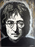 John Lennon – Éclat Noir, Or & Argent | Tableau original 75 x 55 cm