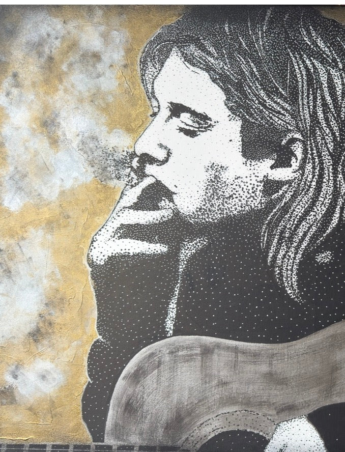 Kurt Cobain – Éclat Noir & Or | Tableau original 75 x 55 cm