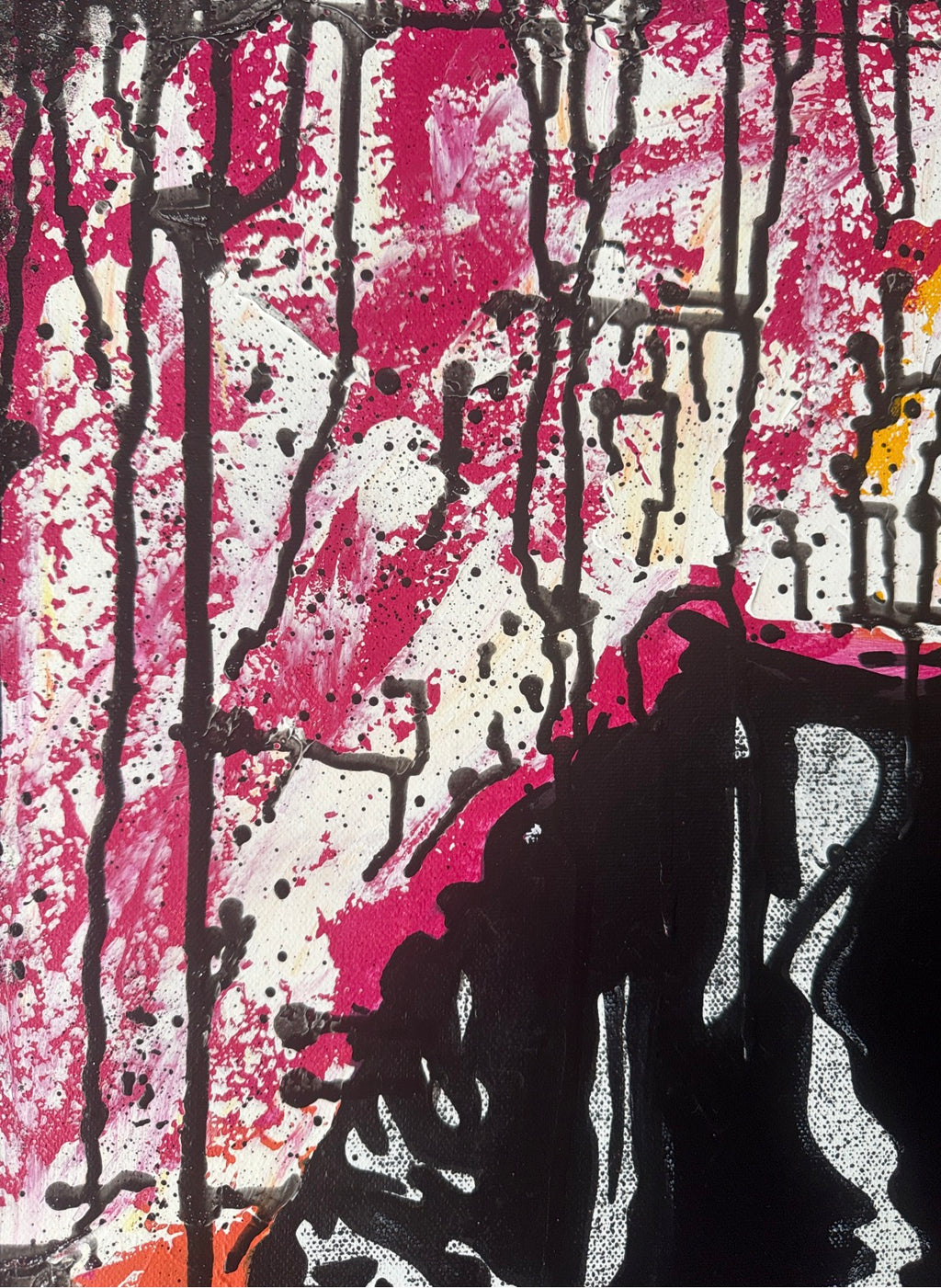 Joe Perry – Éclat Noir & Couleurs | Tableau original 75 x 55 cm