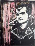 M (Matthieu Chedid) – Éclat Noir, Rose & Or | Tableau original 75 x 55 cm